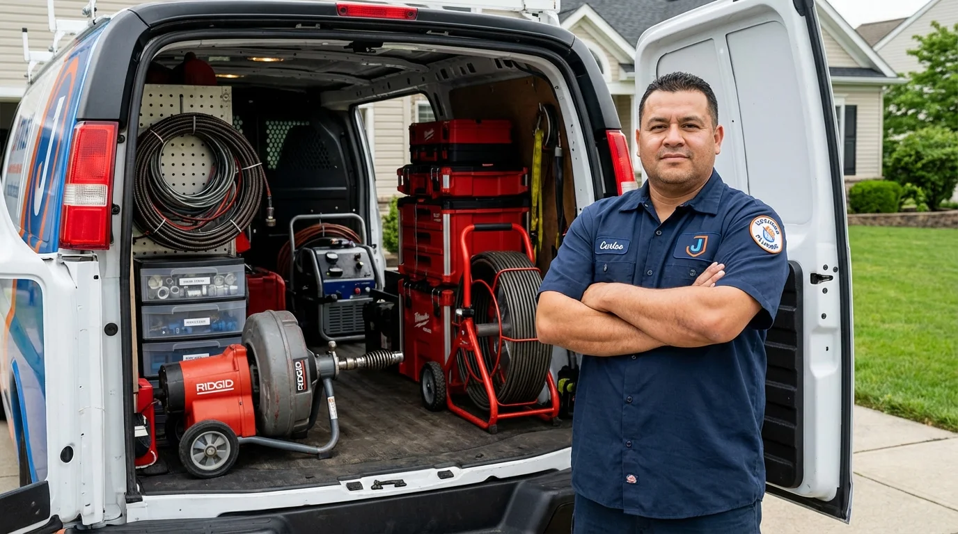 Professional drain cleaning equipment and Johns Plumbing LLC plumber in West Palm Beach